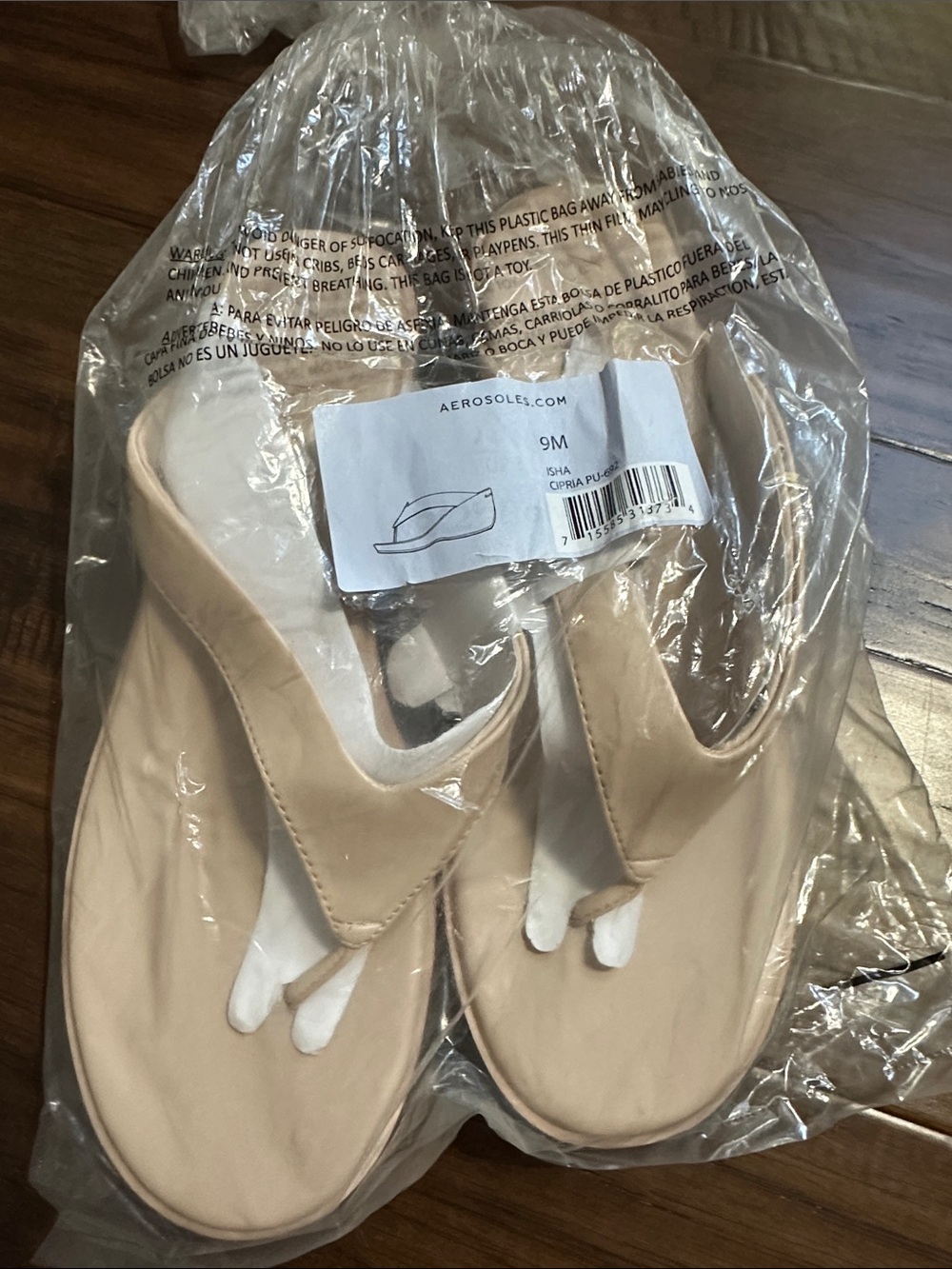 AEROSOLES Nude/Beige Thong Sandals - Picture 2 of 4